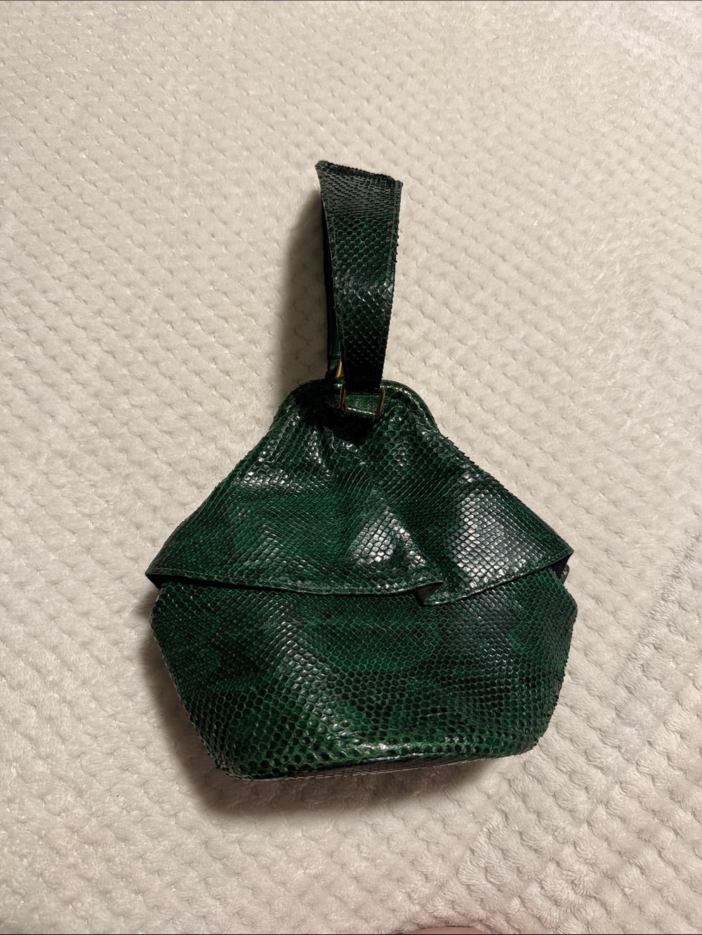 Dark Green cobra snakeskin art deco style Mini hand Bag
